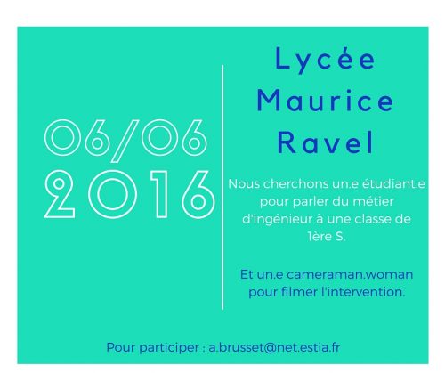 Visite du lycée Maurice Ravel en Juin 2016 par l'ESTIA, pour l'égalité.